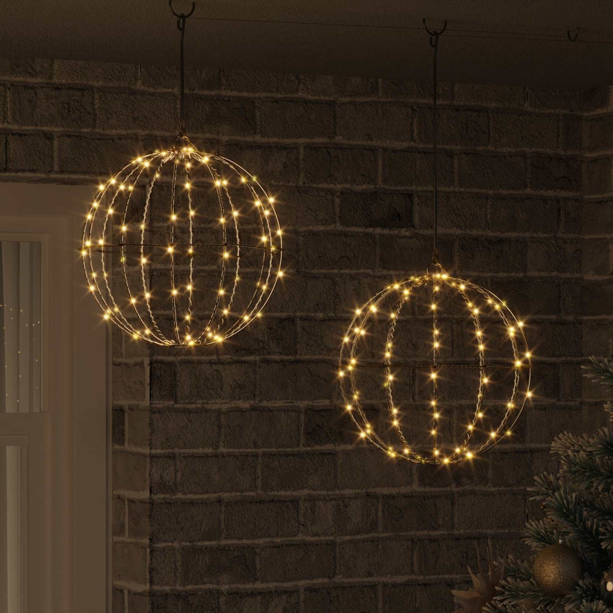 vidaXL Μπάλα 2 τμχ. Θερμό λευκό 30 x 30 x 32 εκ Μέταλλο 192 LED