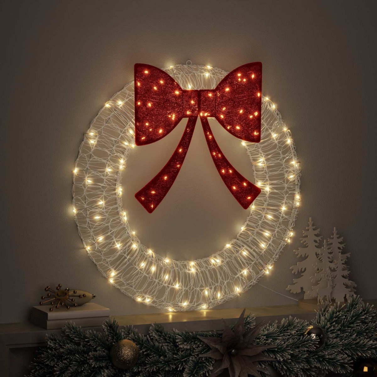 vidaXL Στεφάνι με 60 LED Θερμό λευκό 76 x 76 x 8,5 εκ Ακρυλικό