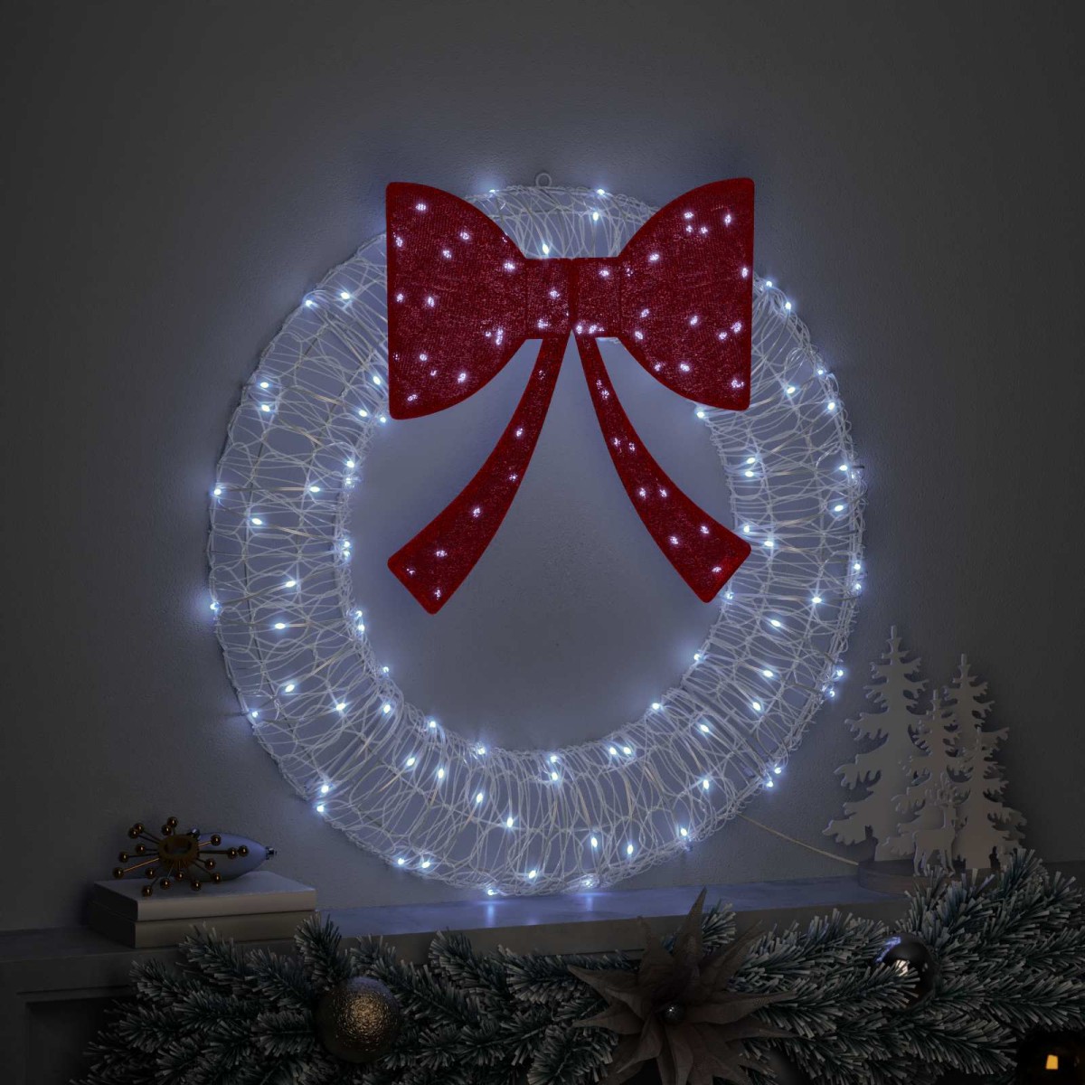 vidaXL Στεφάνι με 60 LED Ψυχρό λευκό 76 x 76 x 8,5 εκ Ακρυλικό
