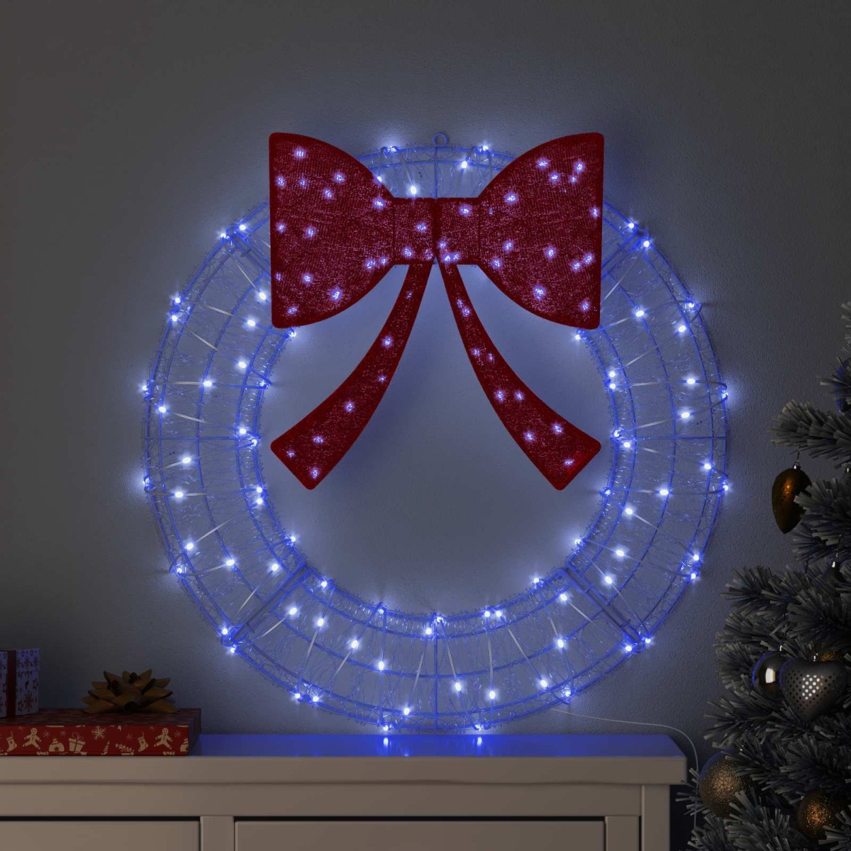 vidaXL Στεφάνι με 60 LED Μπλε 76 x 76 x 8,5 εκ Ακρυλικό