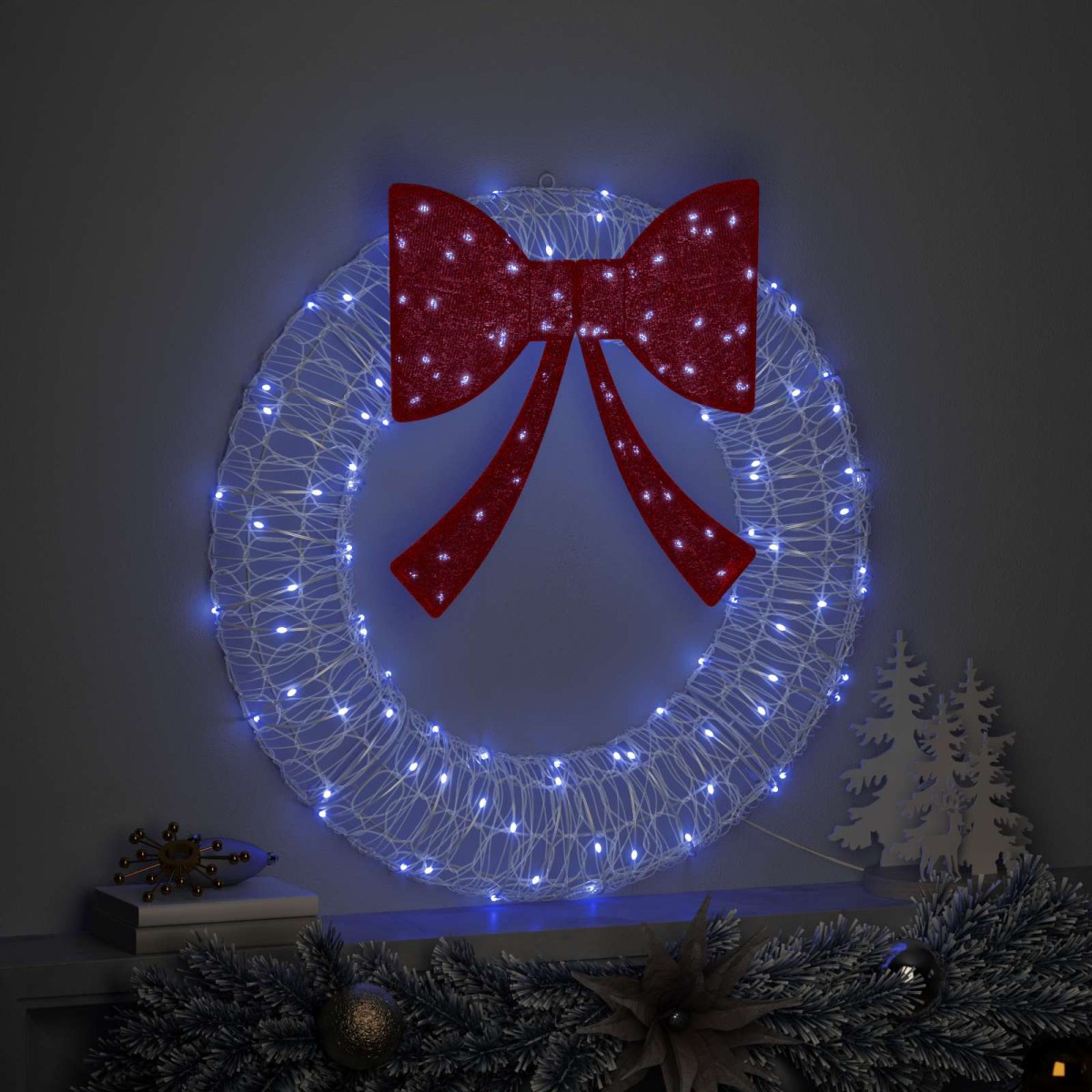 vidaXL Στεφάνι με 60 LED Μπλε 76 x 76 x 8,5 εκ Ακρυλικό