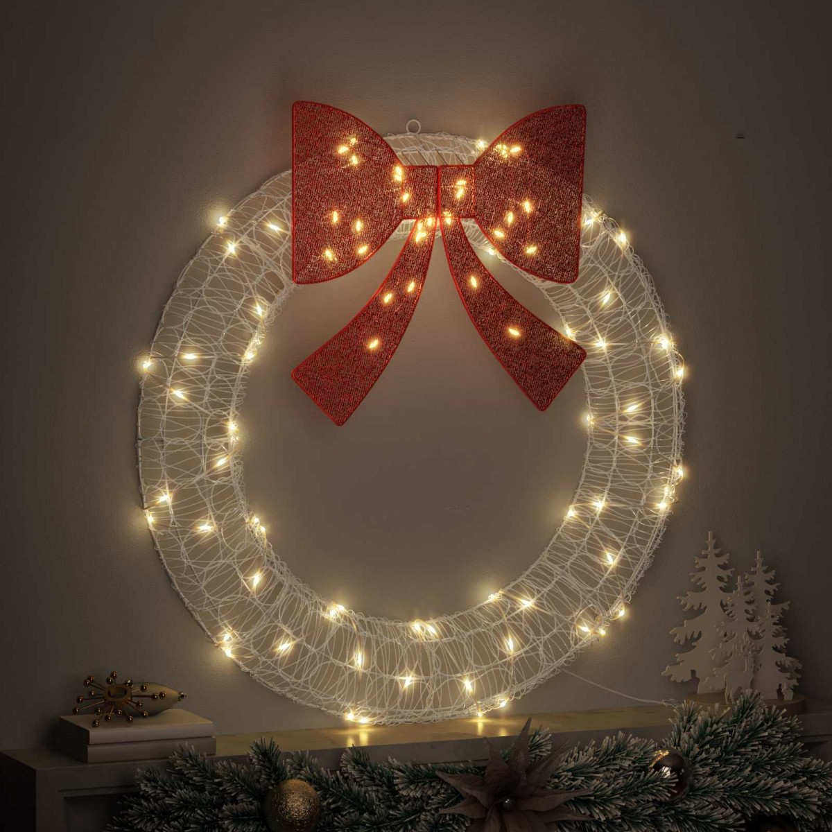 vidaXL Στεφάνι με 80 LED Θερμό λευκό 92 x 92 x 9,5 εκ Ακρυλικό