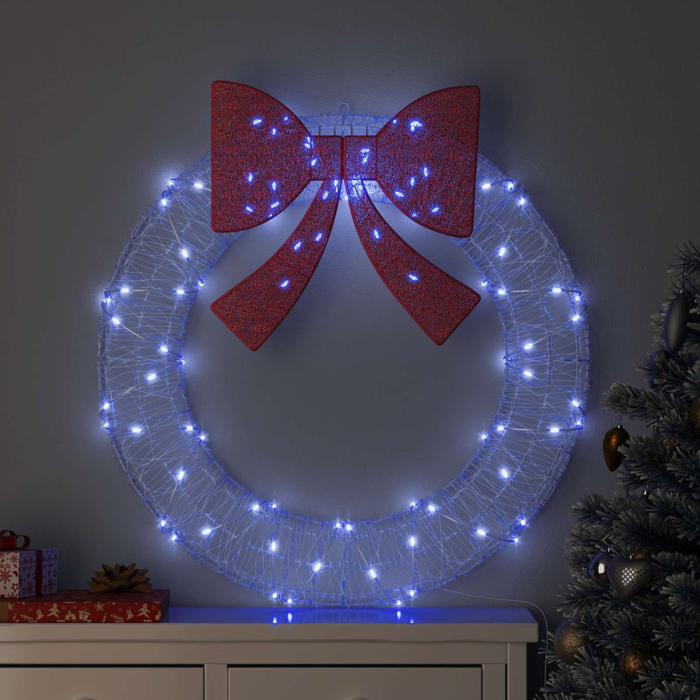 vidaXL Στεφάνι με 80 LED Μπλε 92 x 92 x 9,5 εκ Ακρυλικό