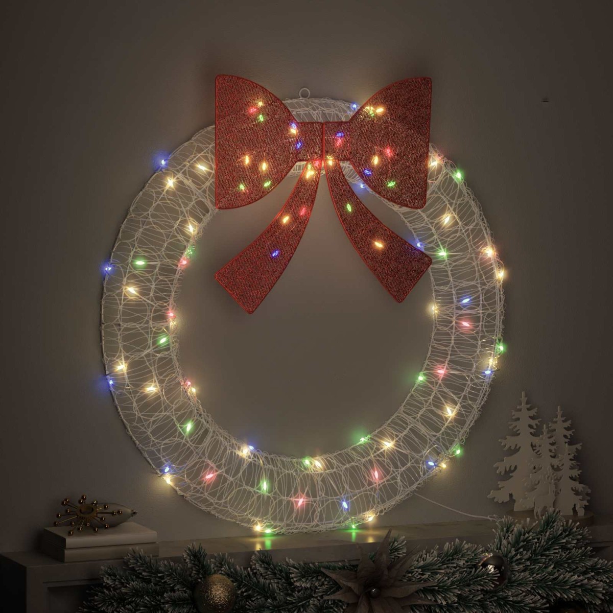vidaXL Στεφάνι με 80 LED Πολύχρωμο 92 x 92 x 9,5 εκ Ακρυλικό