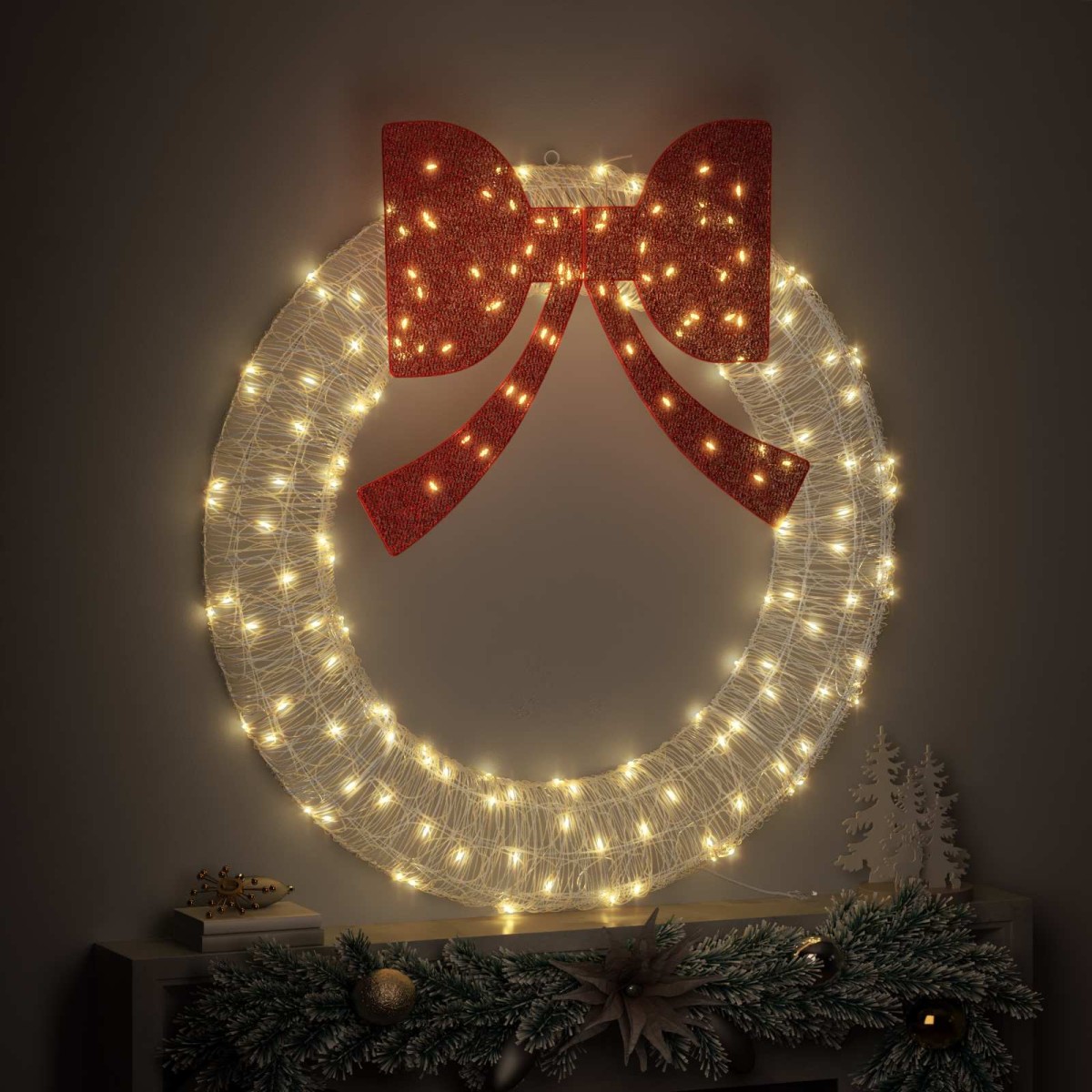vidaXL Στεφάνι με 150 LED Θερμό λευκό 120 cm Ακρυλικό