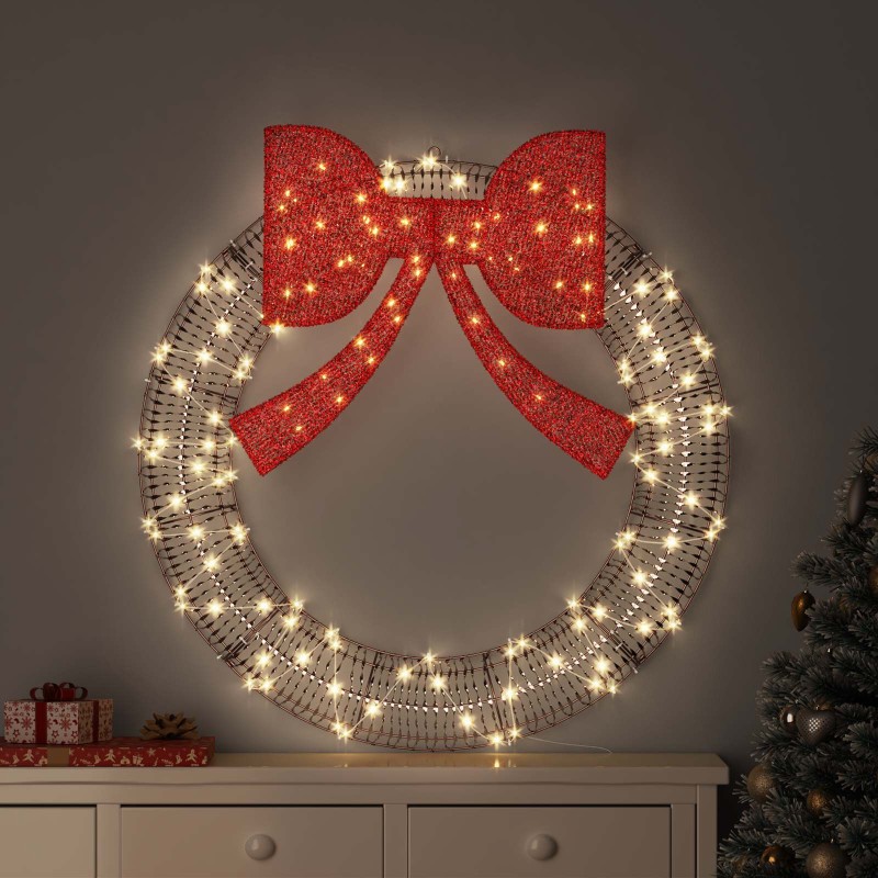 vidaXL Στεφάνι με 150 LED Θερμό λευκό 121 x 121 x 10 εκ PET