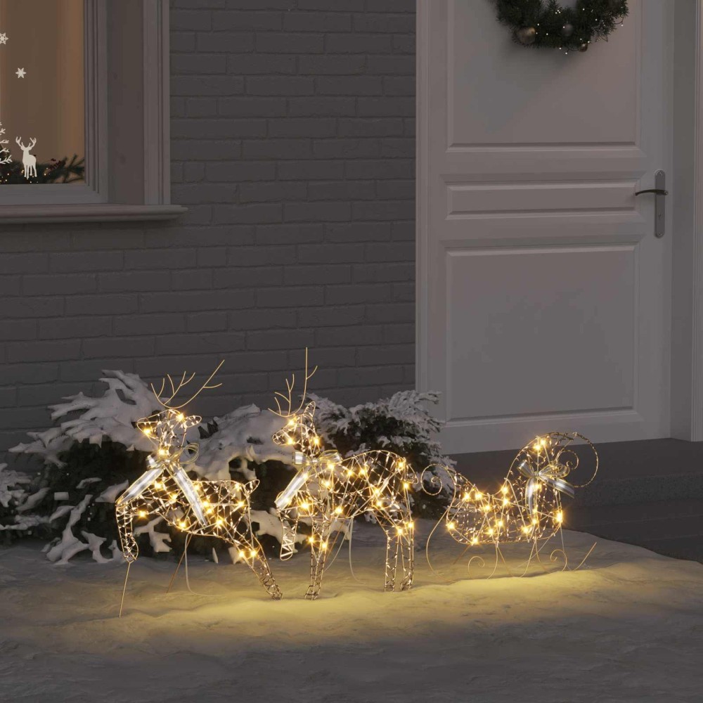 vidaXL LED Ελάφια 3 τμχ. Θερμό λευκό 44,5 x 18 x 66 εκ PET 60 LED