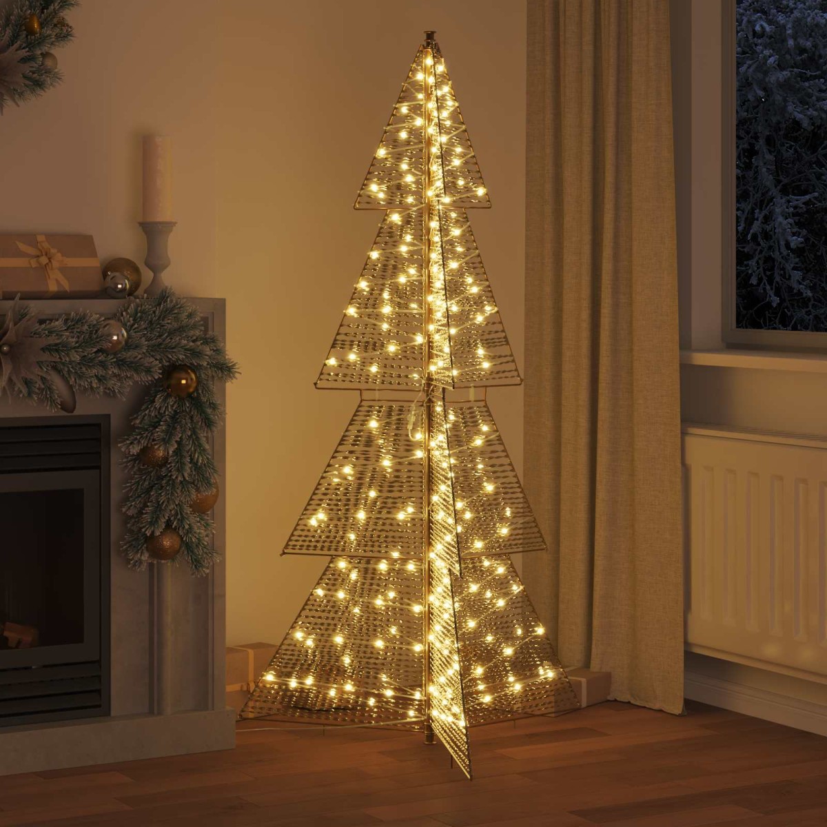 vidaXL Χριστουγεννιάτικο Δέντρο με 240 LED Θερμό λευκό 180 cm PET
