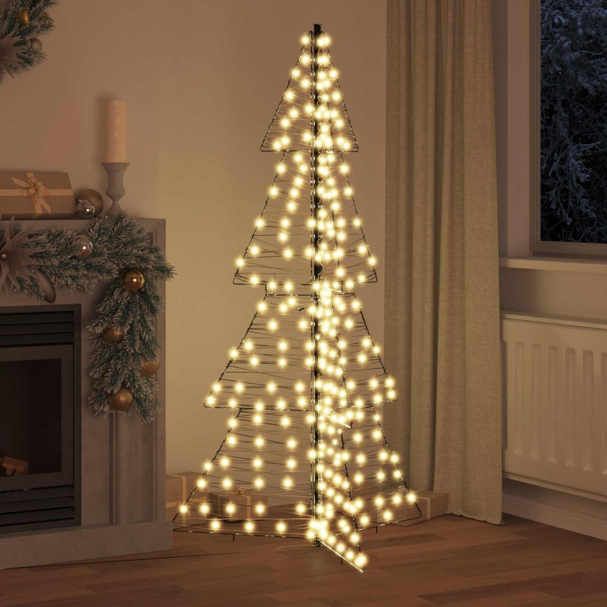 vidaXL Χριστουγεννιάτικο Δέντρο με 240 LED Θερμό λευκό 180 cm Ρατάν