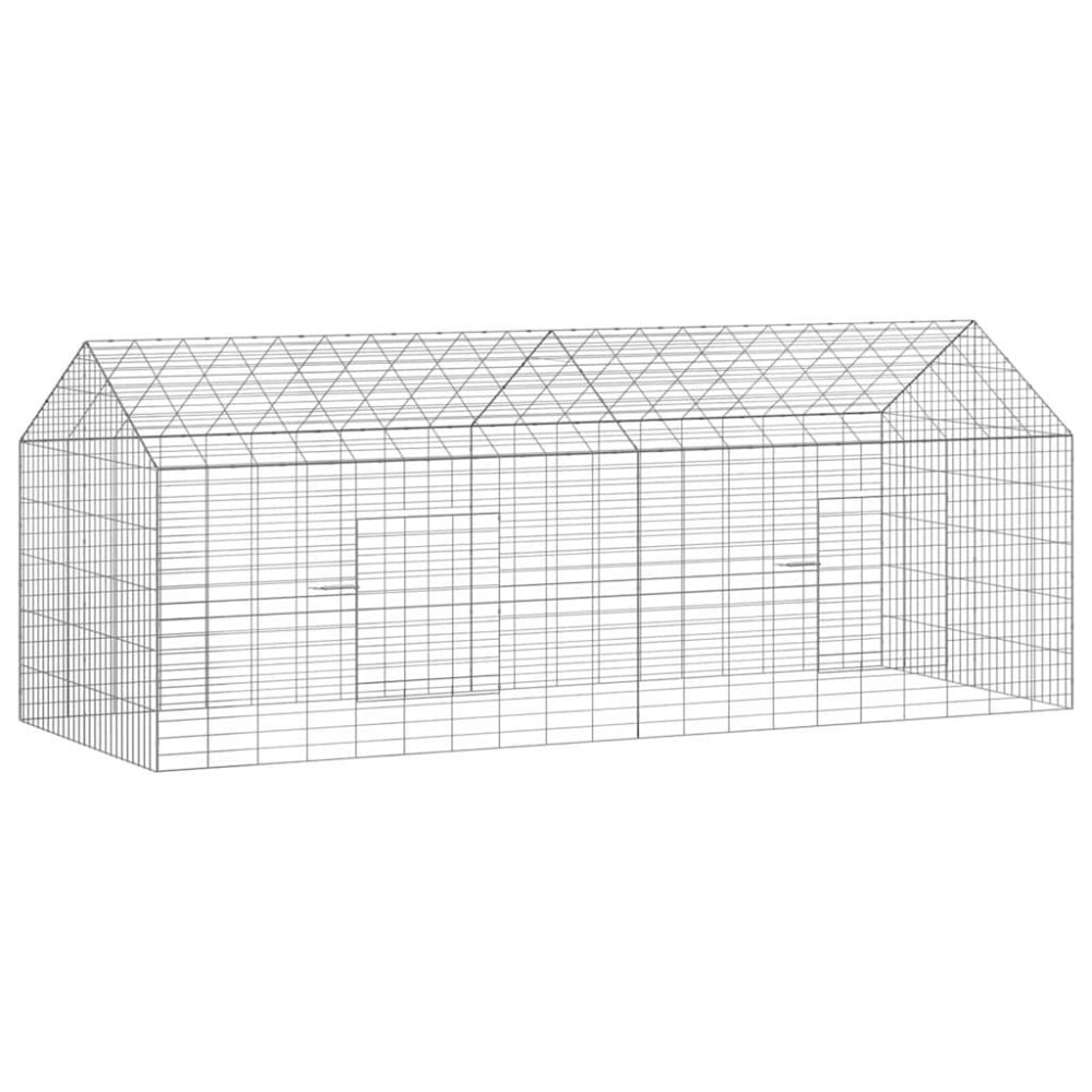 vidaXL Κλουβί Κουνελιού Ασημί 200 x 78 x 78 εκ. Επικαλυμμένος Χάλυβας