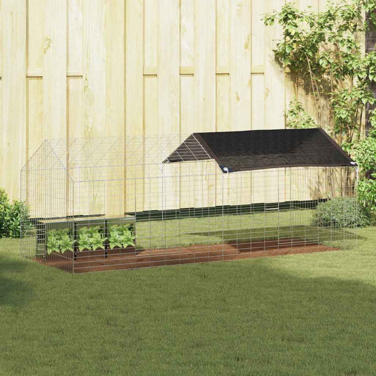vidaXL Κλουβί Κουνελιού Ασημί 200 x 78 x 78 εκ. Επικαλυμμένος Χάλυβας