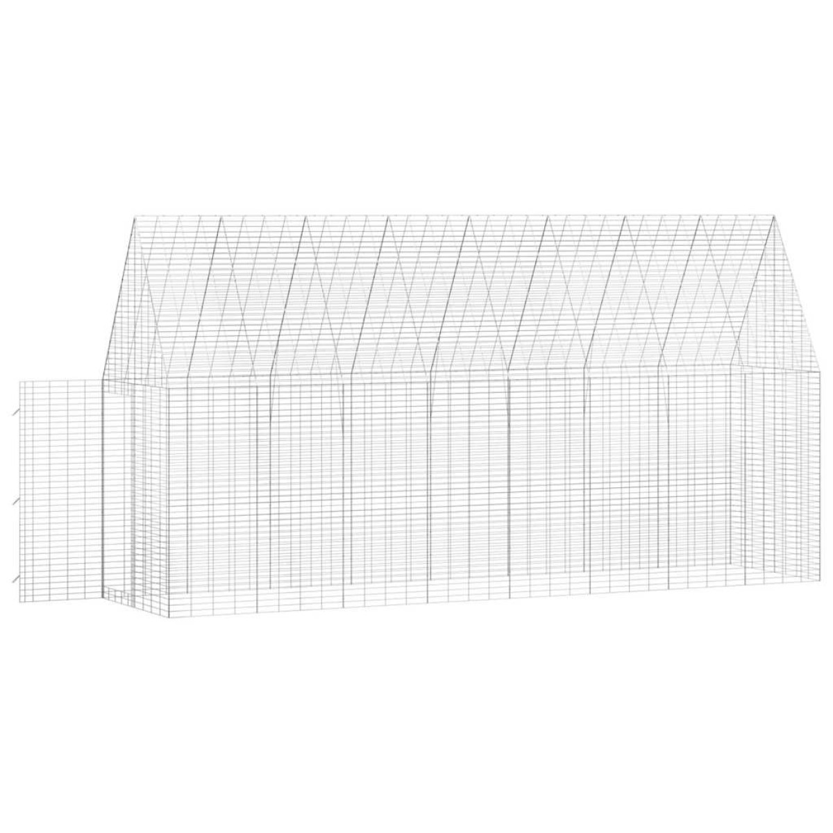 vidaXL Κλουβί Κουνελιού Ασημί 400 x 100 x 210 εκ.
