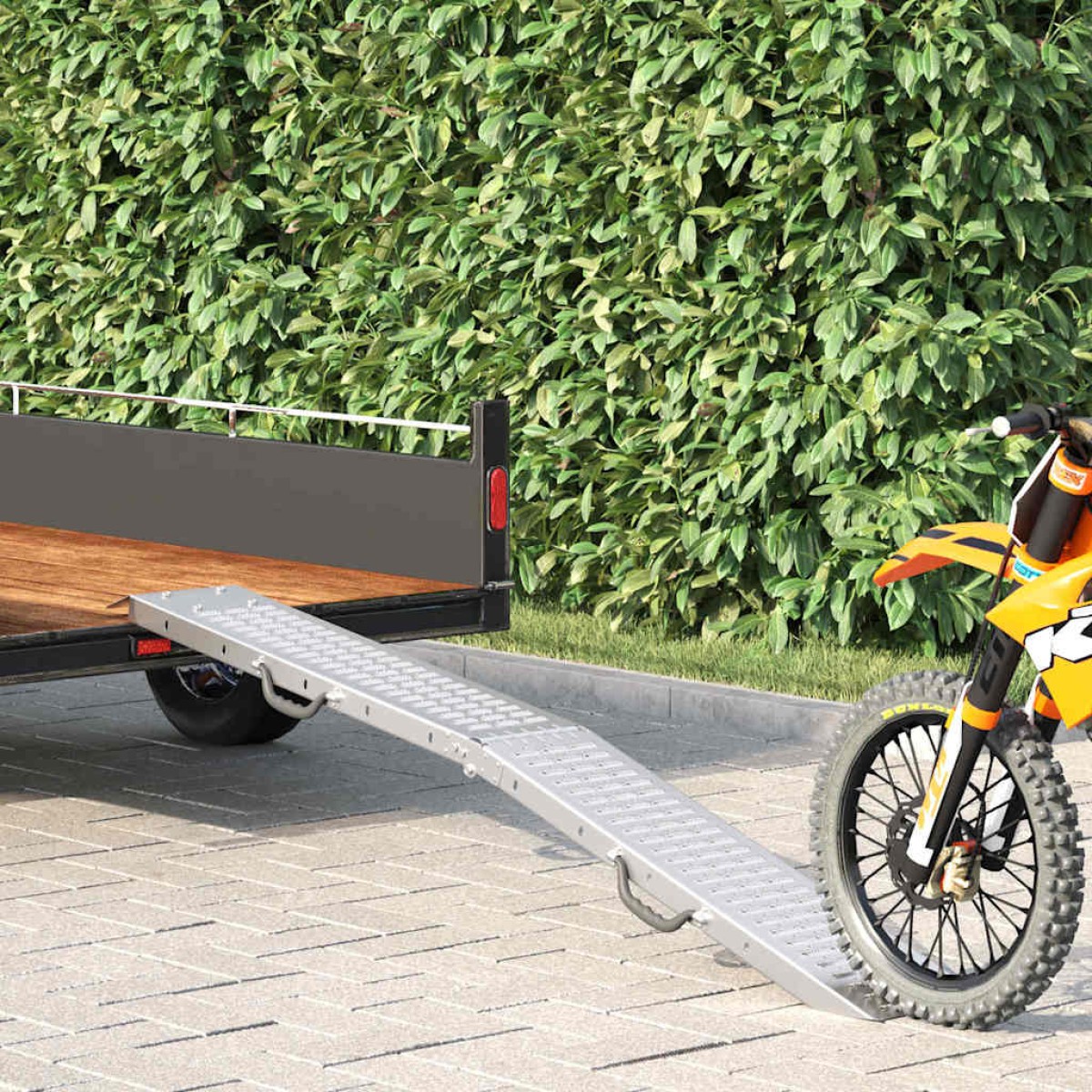 vidaXL Πτυσσόμενη ράμπα 200kg ανά ράμπα Ασημί 186 x 23 x 4,5 εκ