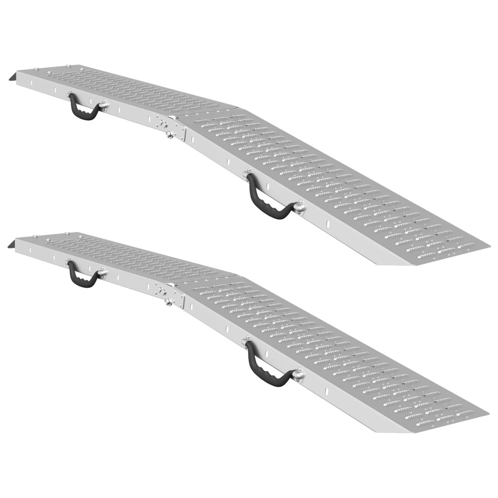 vidaXL Πτυσσόμενη ράμπα 200kg ανά ράμπα 2 pcs Ασημί 186 x 23 x 4,5 εκ