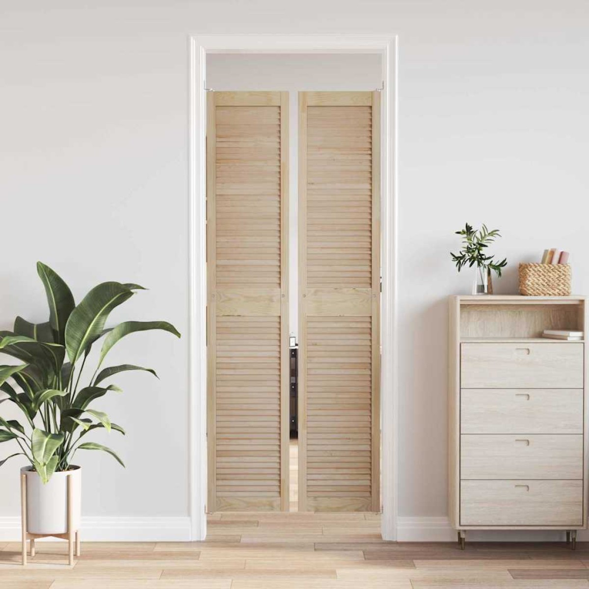vidaXL Πόρτα Ντουλάπας με πόρτα 2 τμχ. Φυσικό 201 x 2,1 x 39,5 cm