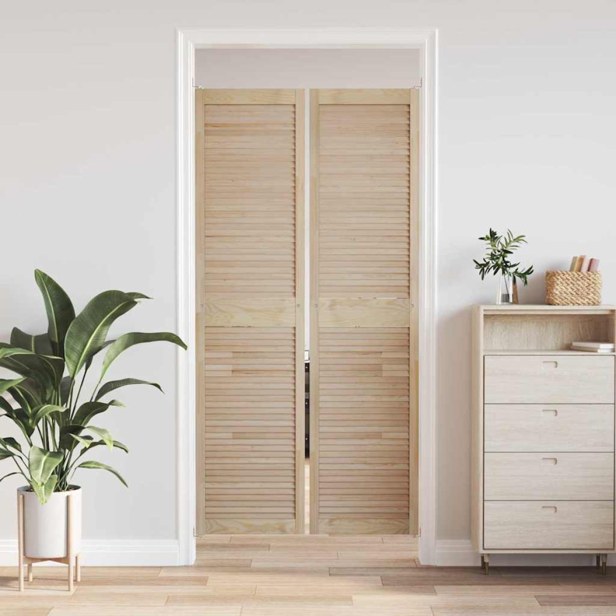 vidaXL Πόρτα Ντουλάπας με πόρτα 2 τμχ. Φυσικό 201 x 2,1 x 49,5 cm