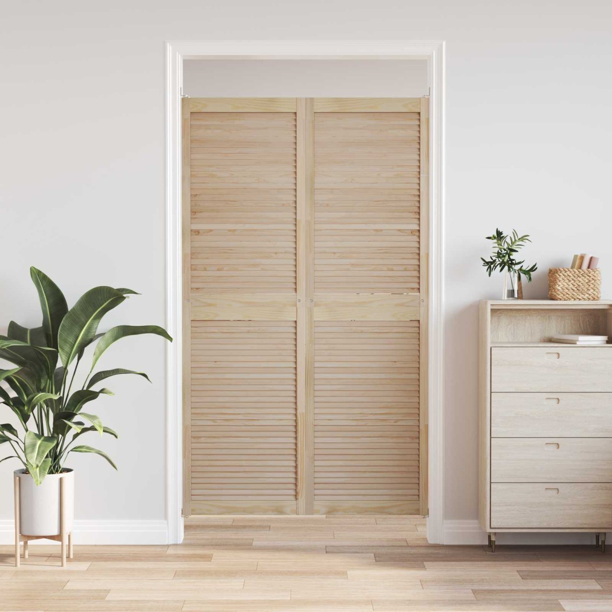 vidaXL Πόρτα Ντουλάπας με πόρτα 2 τμχ. Φυσικό 201 x 2,1 x 59,5 cm