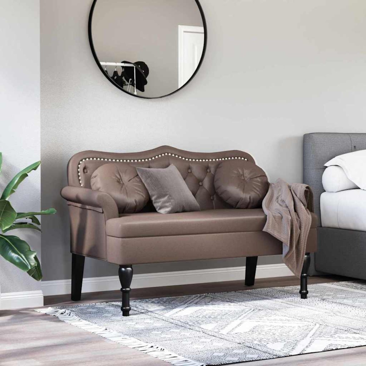 vidaXL Καναπές Chesterfield Καφέ 120,5 x 65 x 75 εκ. Τεχνητό Δέρμα