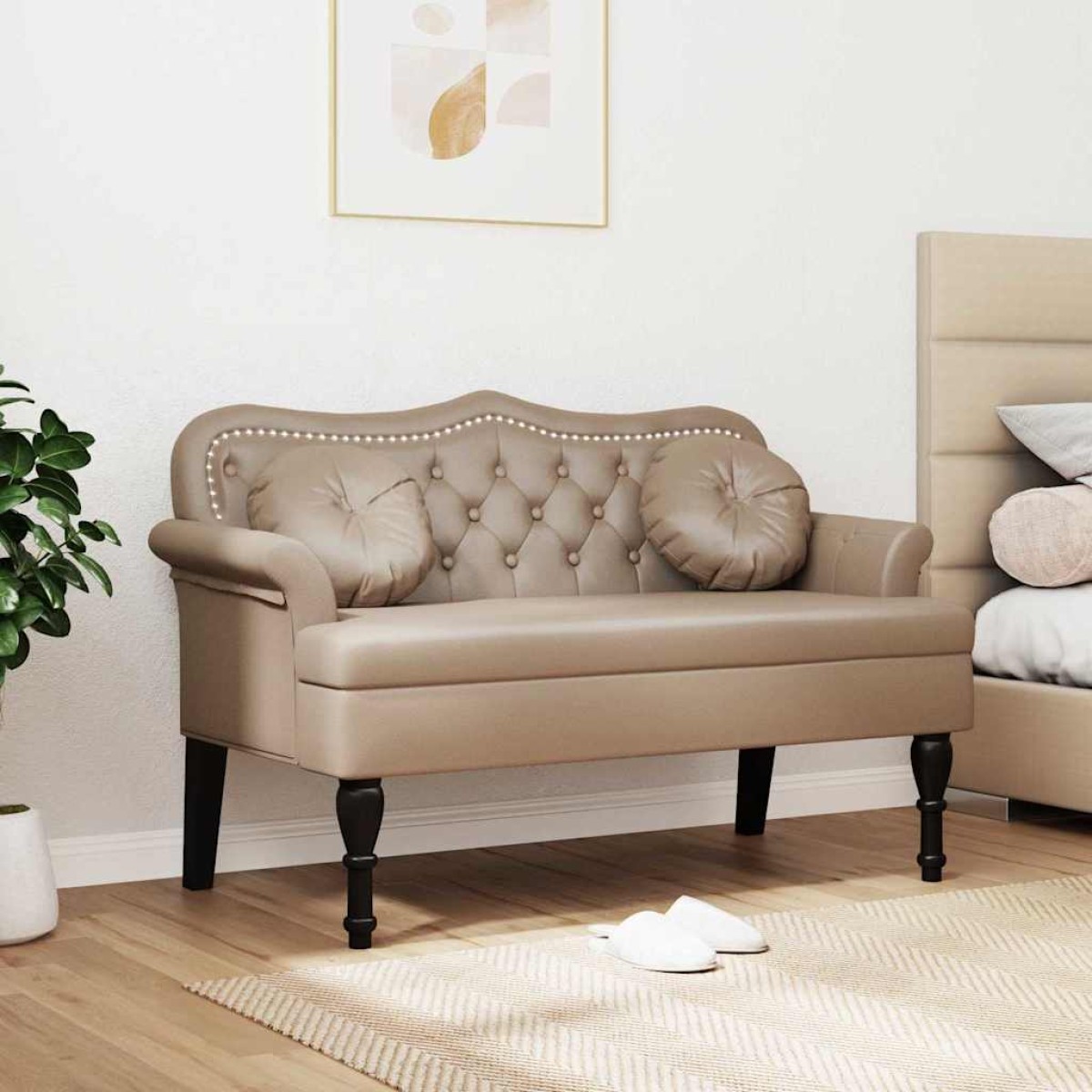 vidaXL Καναπές Chesterfield Καπουτσίνο 120,5 x 65 x 75 εκ.