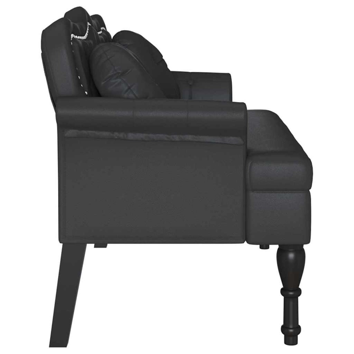 vidaXL Καναπές Chesterfield Μαύρο 120,5 x 65 x 75 εκ. Τεχνητό Δέρμα