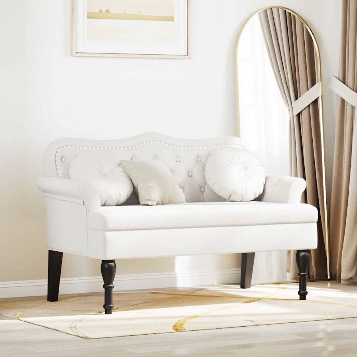 vidaXL Καναπές Chesterfield Λευκό 120,5 x 65 x 75 εκ. Τεχνητό Δέρμα