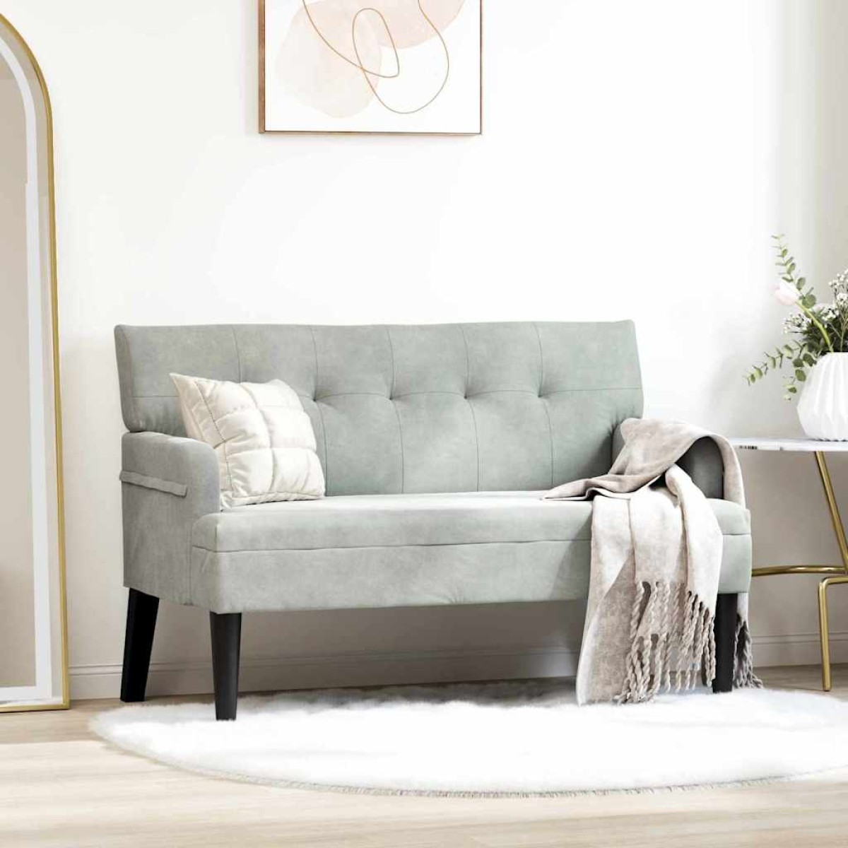 vidaXL Καναπές Chesterfield Ανοιχτό γκρι 112 x 65,5 x 75 εκ. Βελούδο