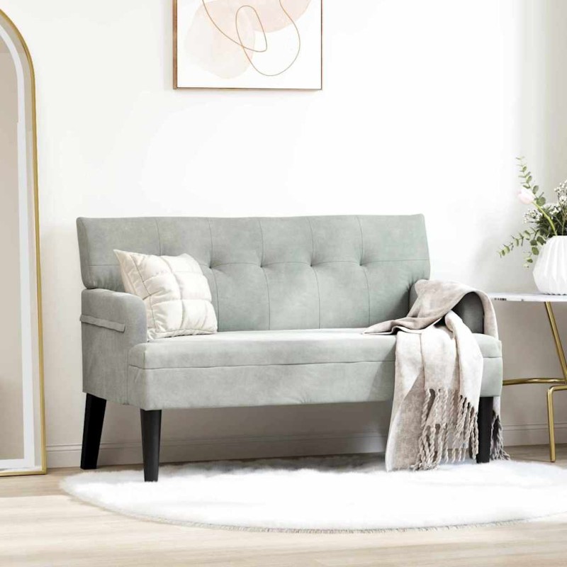 vidaXL Καναπές Chesterfield Ανοιχτό γκρι 112 x 65,5 x 75 εκ. Βελούδο
