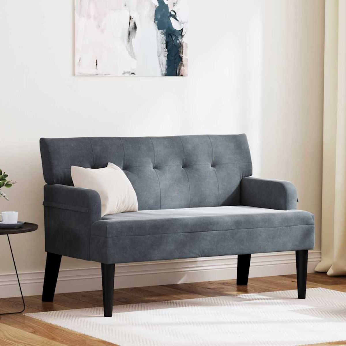 vidaXL Καναπές Chesterfield Σκούρο Γκρι 112 x 65,5 x 75 εκ. Βελούδο