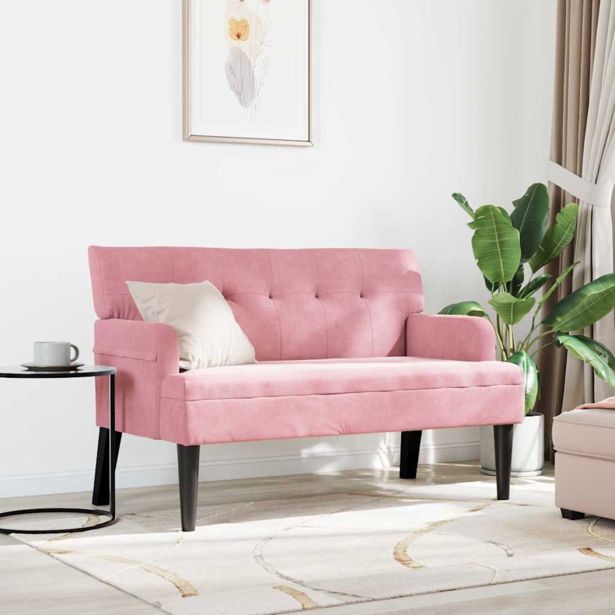 vidaXL Καναπές Chesterfield Ροζ 112 x 65,5 x 75 εκ. Βελούδο