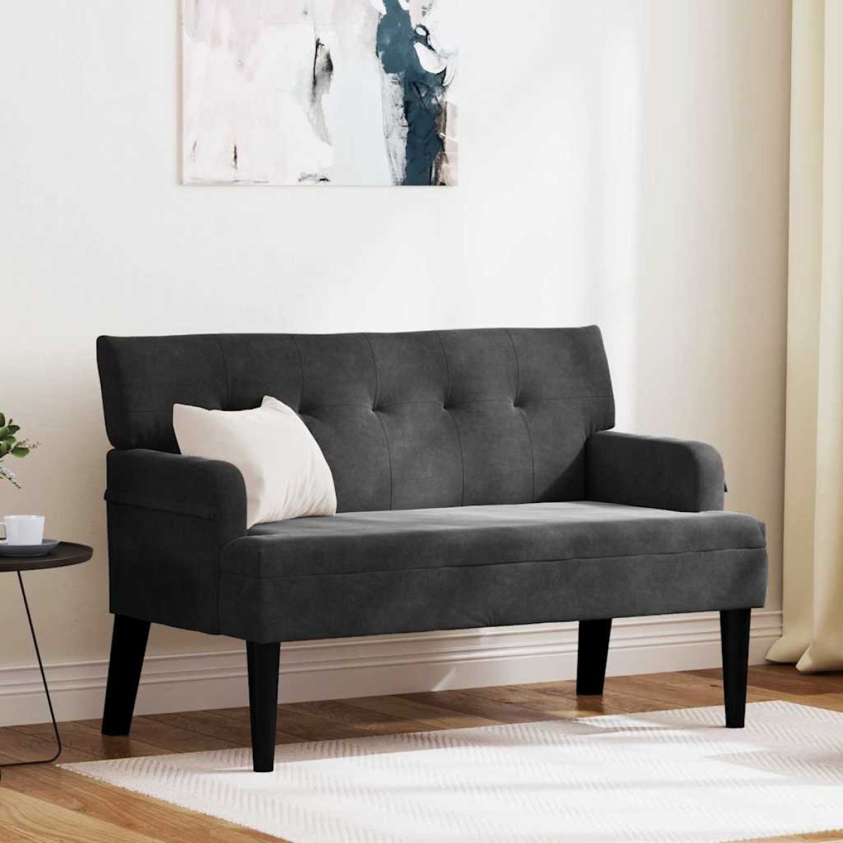 vidaXL Καναπές Chesterfield Μαύρο 112 x 65,5 x 75 εκ. Βελούδο