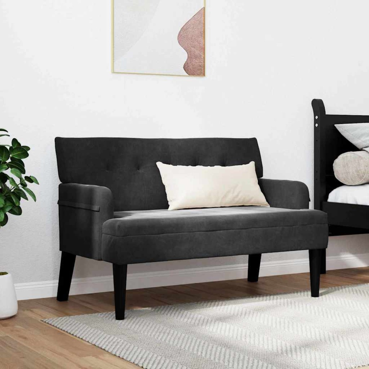 vidaXL Καναπές Chesterfield Μαύρο 112 x 65,5 x 75 εκ. Βελούδο