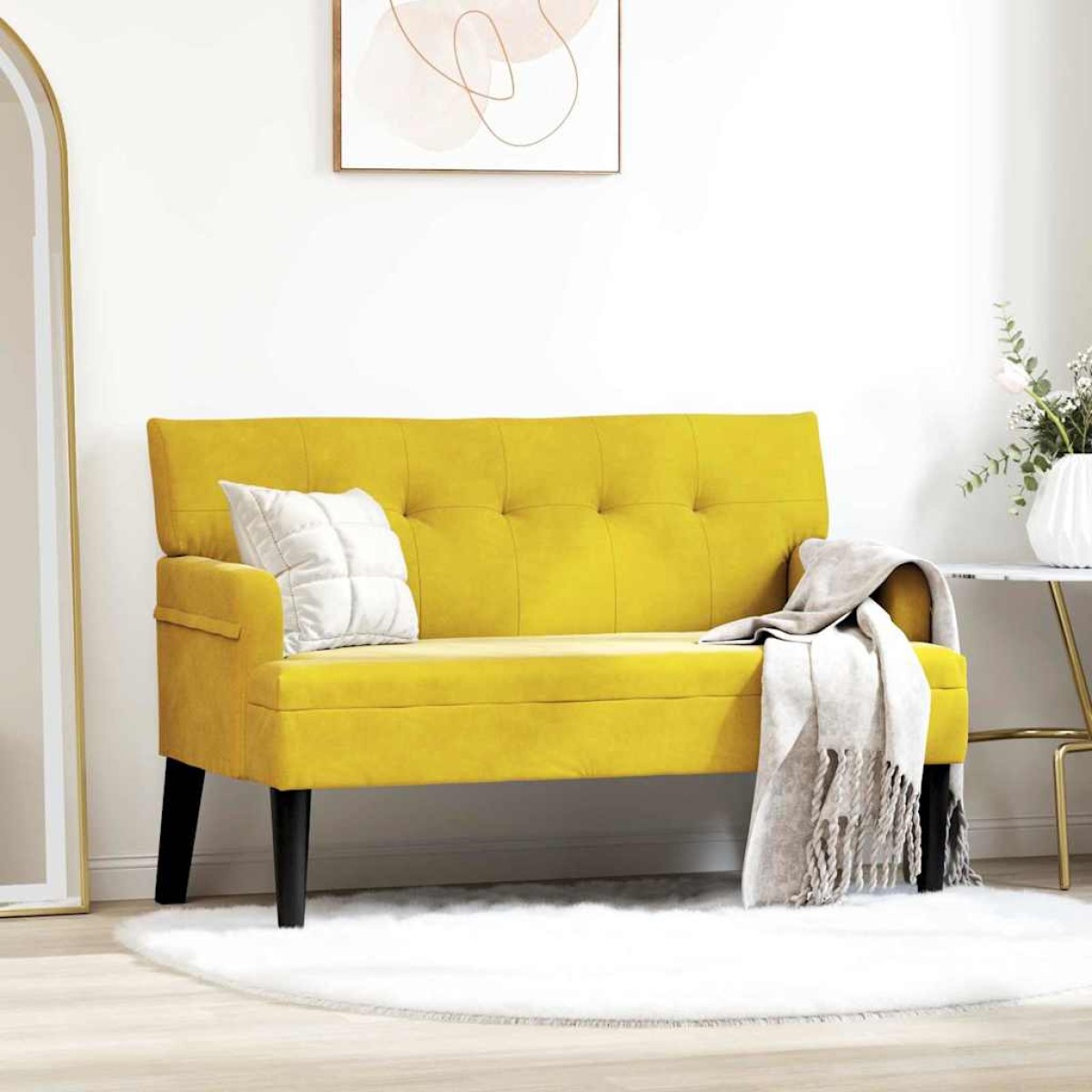 vidaXL Καναπές Chesterfield Κίτρινο 112 x 65,5 x 75 εκ. Βελούδο