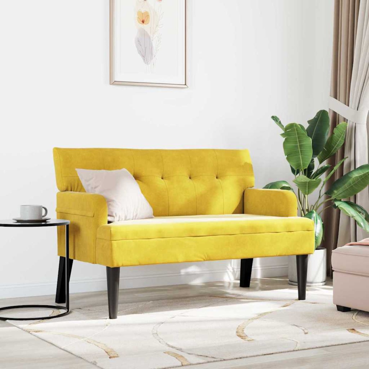 vidaXL Καναπές Chesterfield Κίτρινο 112 x 65,5 x 75 εκ. Βελούδο