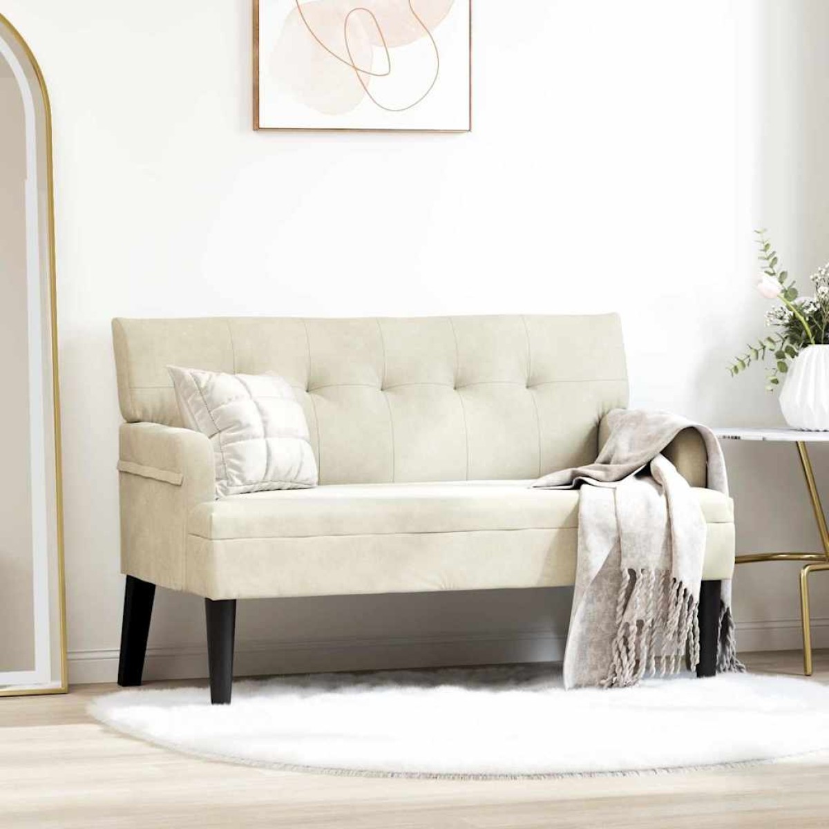 vidaXL Καναπές Chesterfield Κρεμ 112 x 65,5 x 75 εκ. Βελούδο