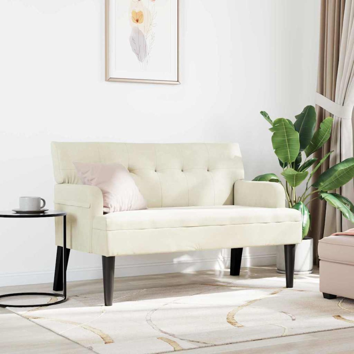 vidaXL Καναπές Chesterfield Κρεμ 112 x 65,5 x 75 εκ. Βελούδο