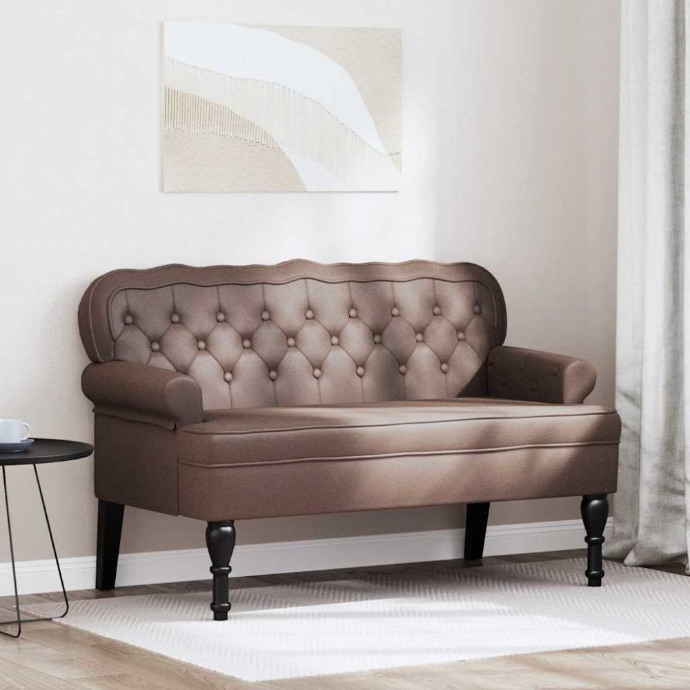 vidaXL Καναπές Chesterfield Καφέ 119,5 x 64,5 x 75 εκ. Τεχνητό Δέρμα