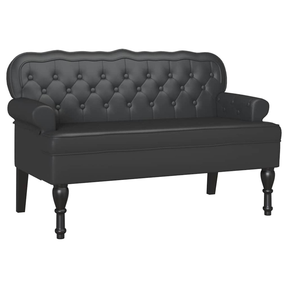 vidaXL Καναπές Chesterfield Μαύρο 119,5 x 64,5 x 75 εκ. Τεχνητό Δέρμα
