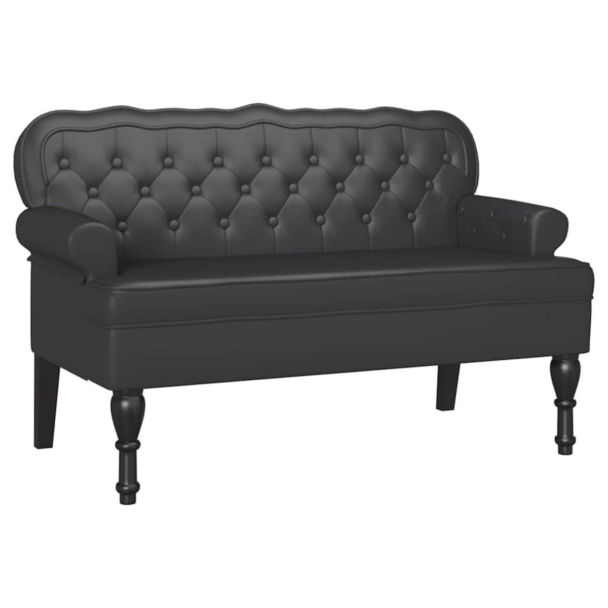 vidaXL Καναπές Chesterfield Μαύρο 119,5 x 64,5 x 75 εκ. Τεχνητό Δέρμα