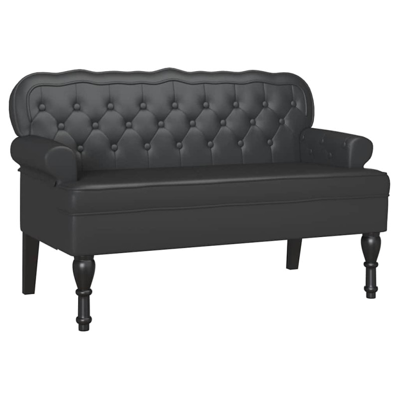 vidaXL Καναπές Chesterfield Μαύρο 119,5 x 64,5 x 75 εκ. Τεχνητό Δέρμα