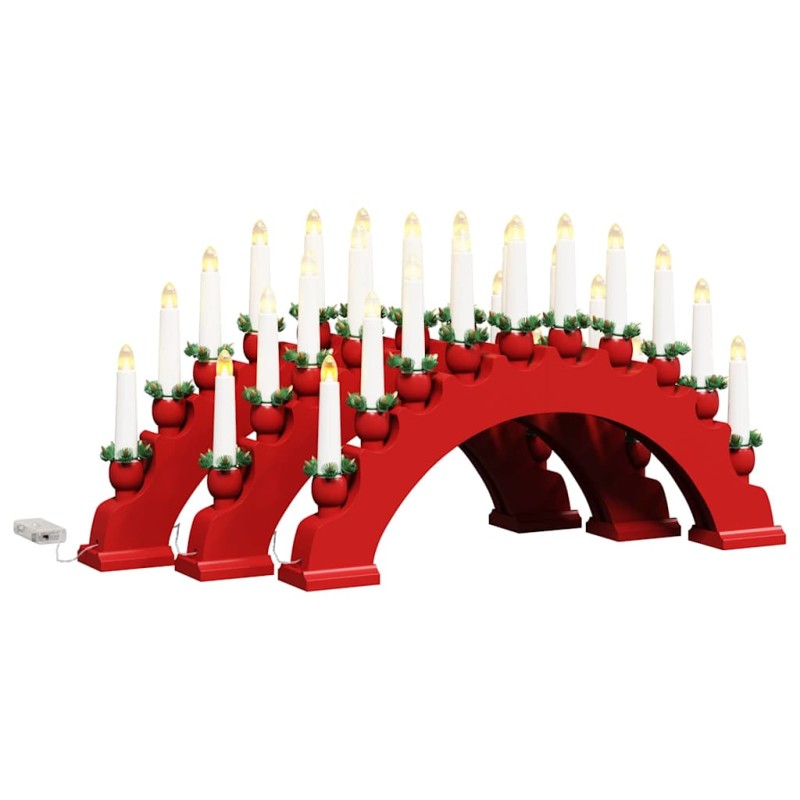 vidaXL Χριστουγεννιάτικος Κεφαλόσκαφος με 10 LED Κεριά 3 τμχ. Κόκκινο