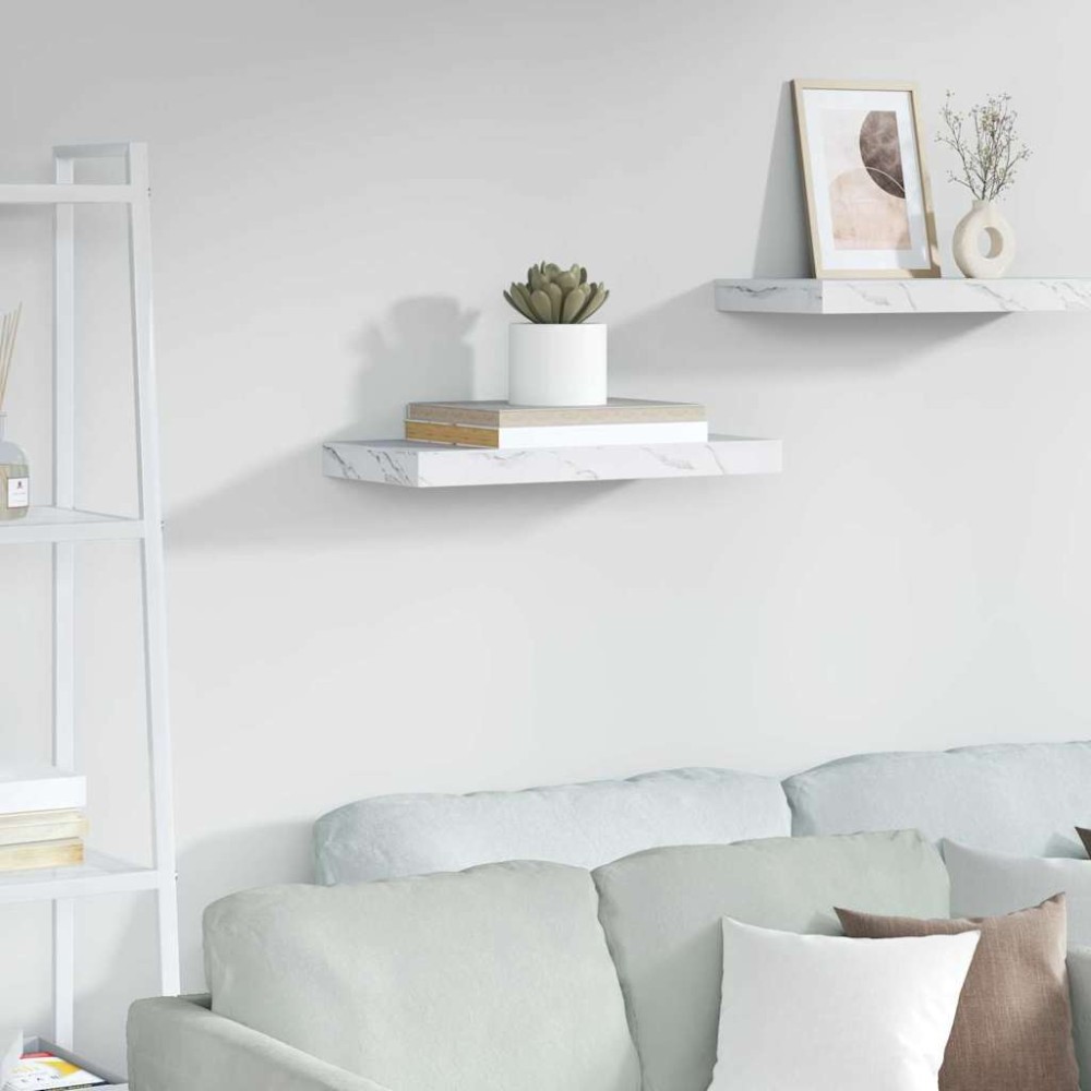 vidaXL Ράφι Τοίχου Επιτοίχιο Λευκό Μάρμαρο 50 x 23,5 x 3,8 εκ
