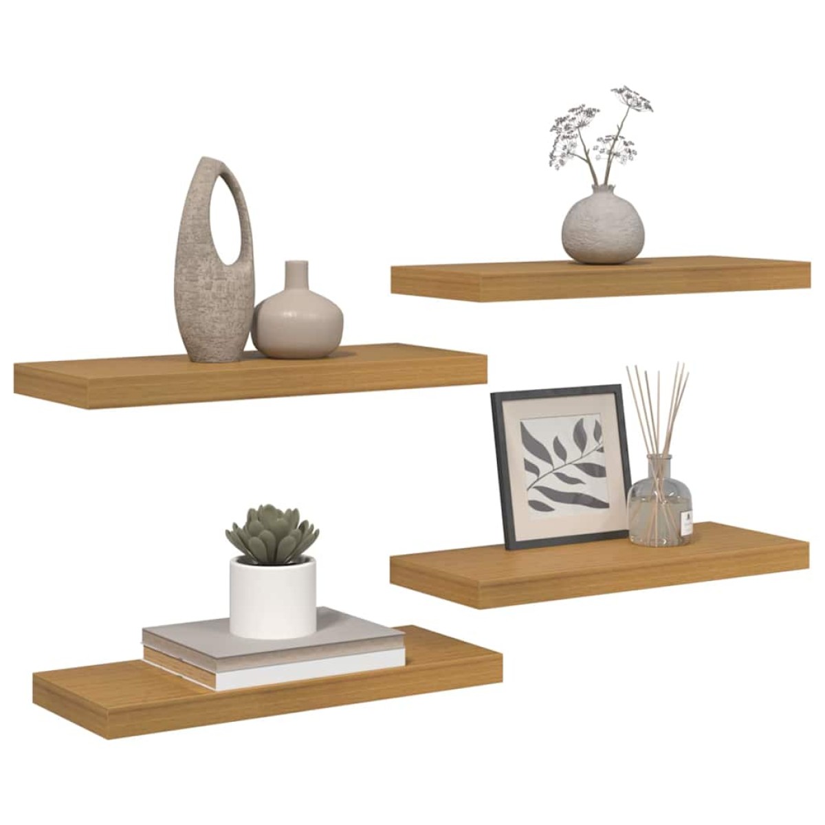 vidaXL Ράφι Τοίχου Επιτοίχιο 4 τμχ. Μπεζ 60 x 23,5 x 3,8 cm