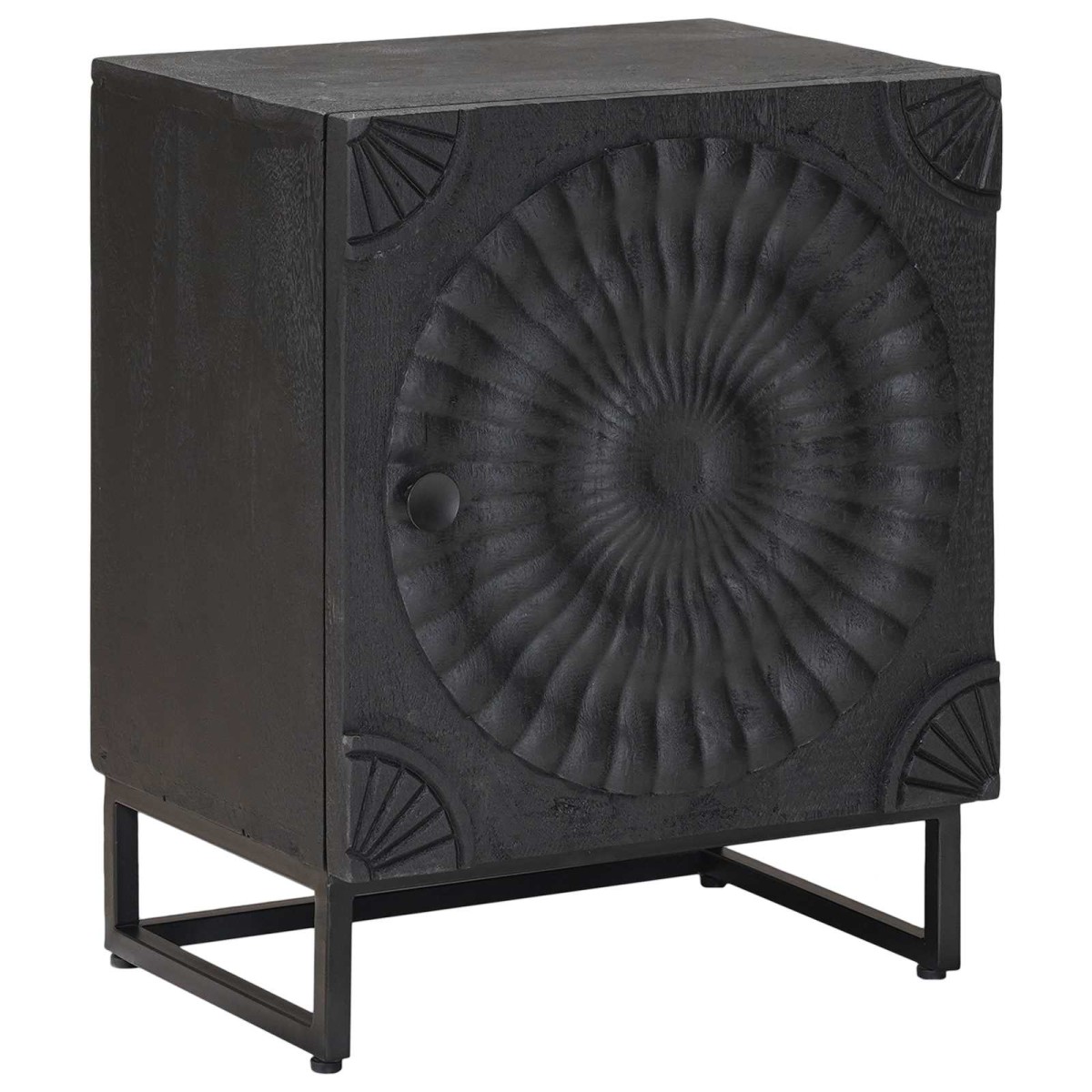 vidaXL Χειροποίητο Κομοδίνο Μαύρο 40 x 30 x 50 cm Στερεό ξύλο μάνγκο