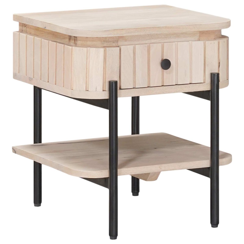 vidaXL Χειροποίητο Κομοδίνο Λευκό 40 x 35 x 45 εκ. Στερεό ξύλο μάνγκο