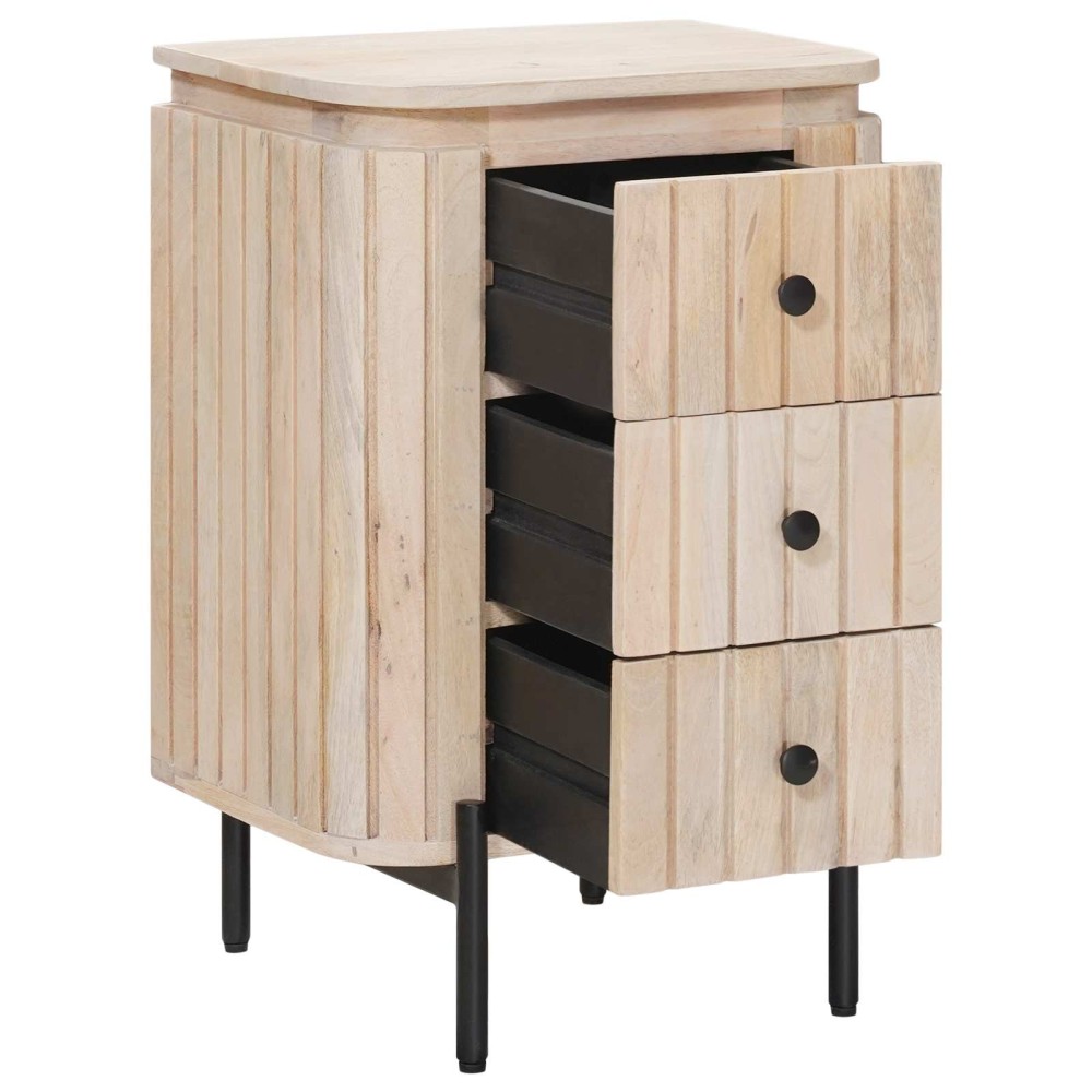 vidaXL Χειροποίητο Κομοδίνο Λευκό 40 x 30 x 60 cm Στερεό ξύλο μάνγκο
