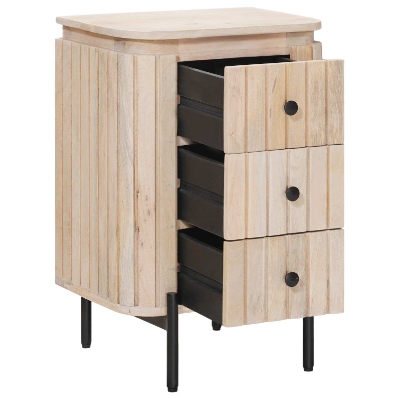 vidaXL Χειροποίητο Κομοδίνο Λευκό 40 x 30 x 60 cm Στερεό ξύλο μάνγκο