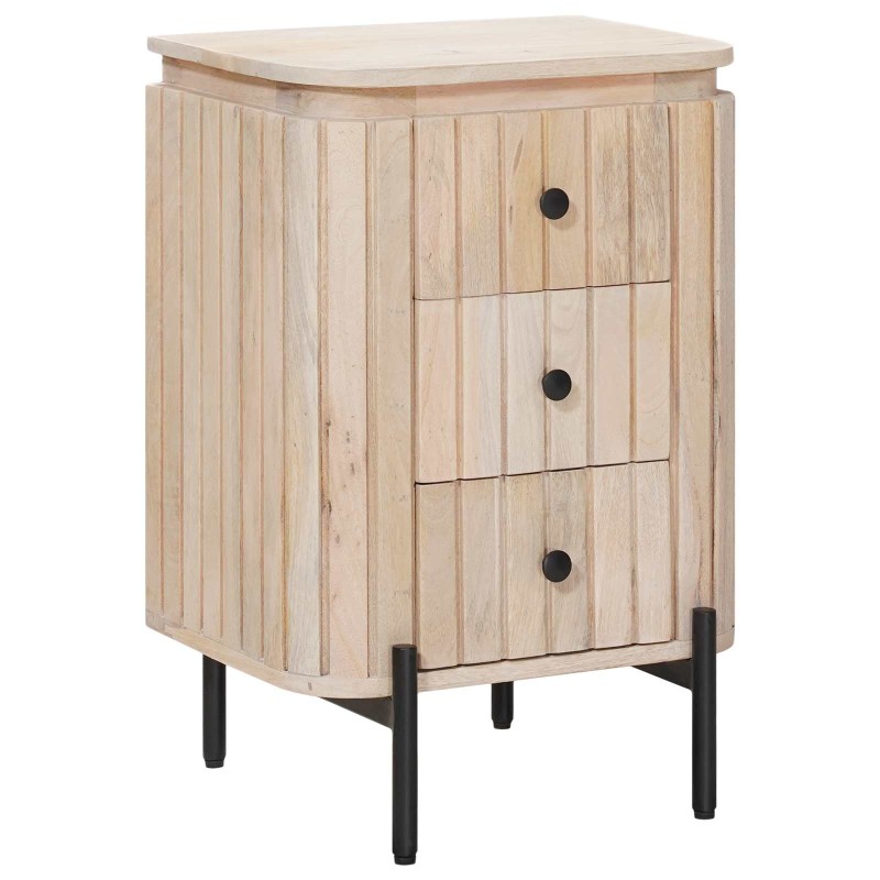 vidaXL Χειροποίητο Κομοδίνο Λευκό 40 x 30 x 60 cm Στερεό ξύλο μάνγκο