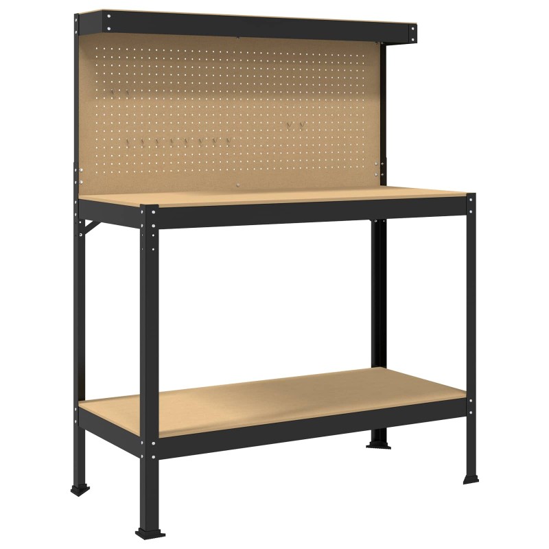vidaXL Εργαστηριακός πάγκος με ράφι Μαύρο 114 x 54 x 145 εκ.