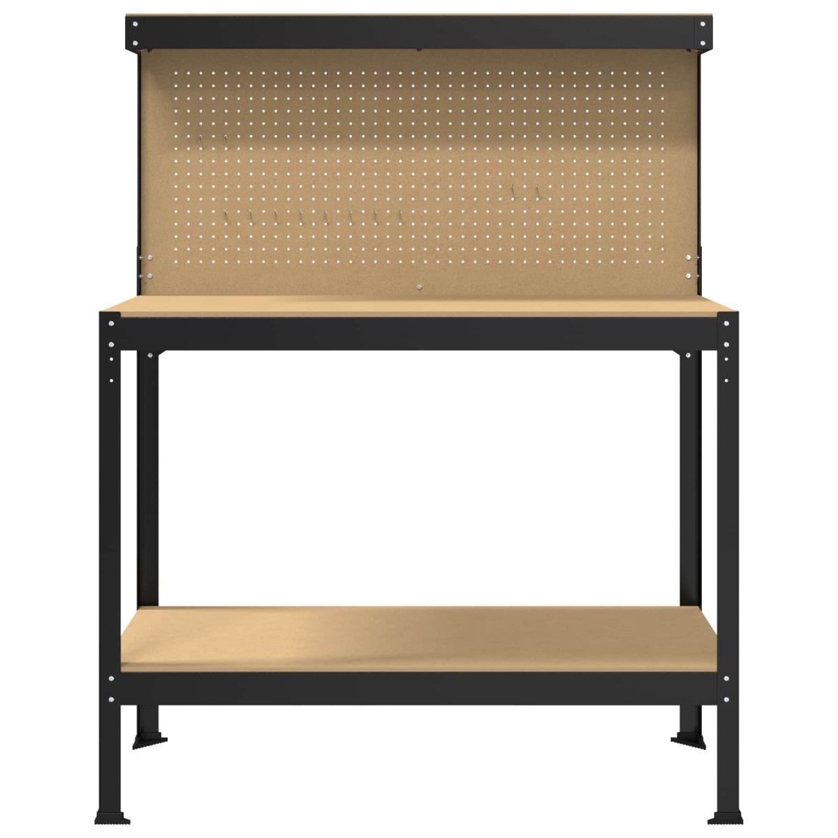 vidaXL Εργαστηριακός πάγκος με ράφι Μαύρο 114 x 54 x 145 εκ.