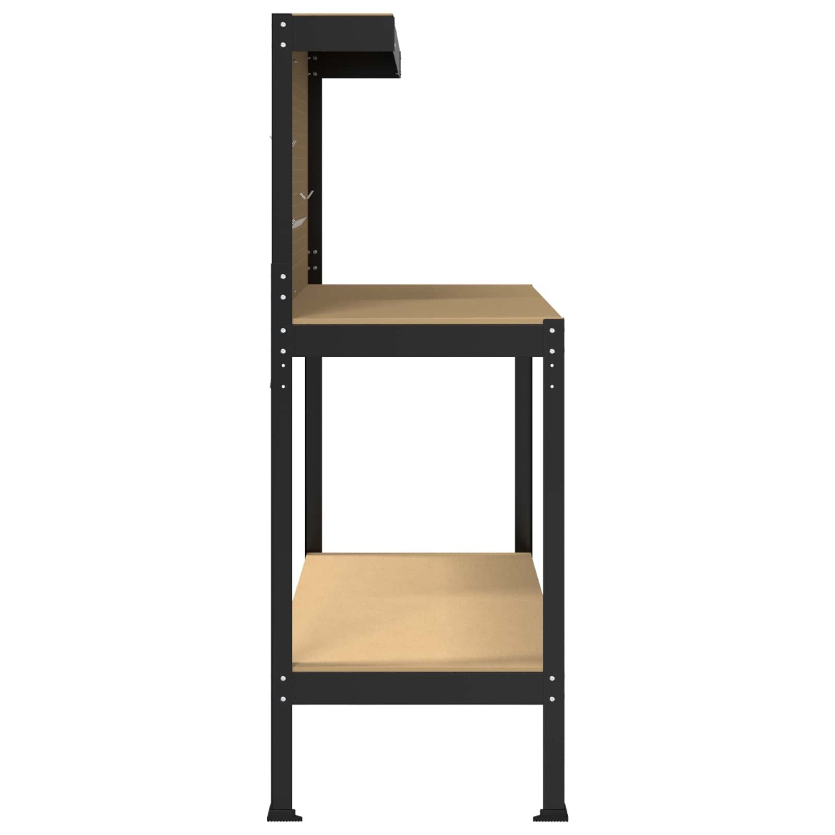 vidaXL Εργαστηριακός πάγκος με ράφι Μαύρο 114 x 54 x 145 εκ.